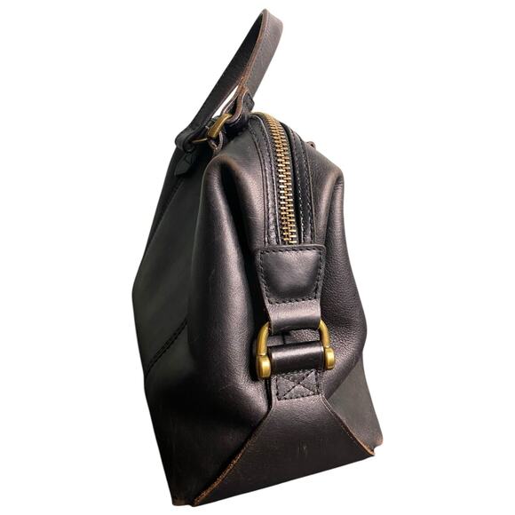 Madewell Leather Handbag Purse Black Top Handle Satchel - Picture 7 of 16